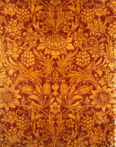 Gold and Red Sunflower Wallpaper Design, 1879 by William Morris